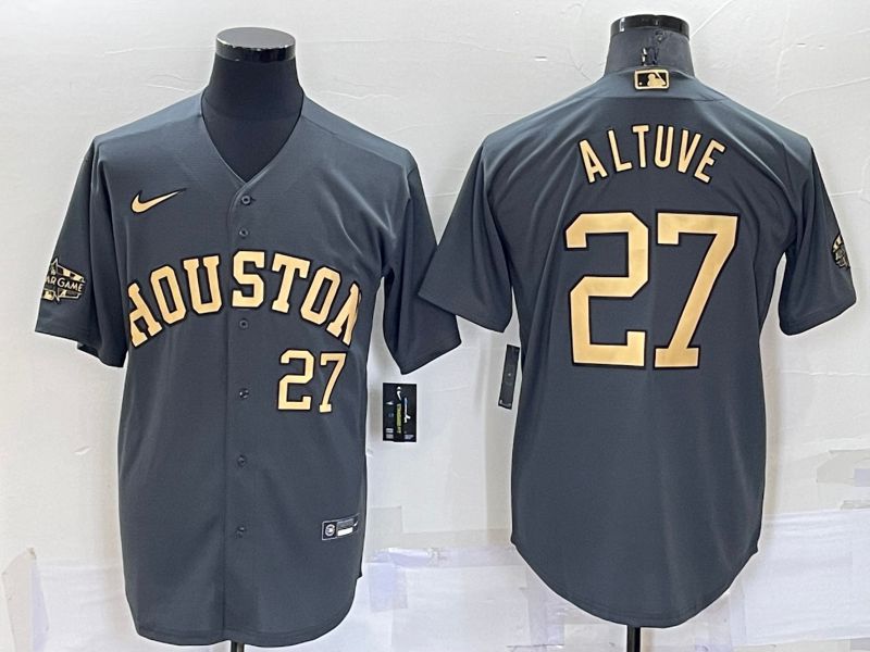 Men Houston Astros 27 Altuve Grey 2022 All Star Nike MLB Jerseys